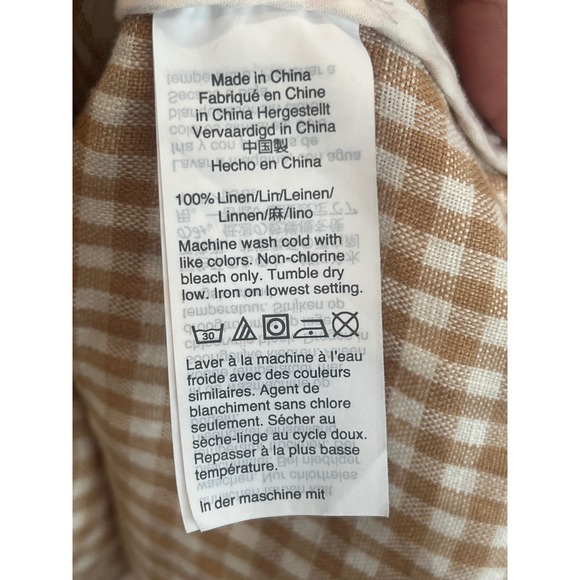 Madewell Gingham Linen Blend Blazer Jacket Tan White Women's Size M - Picture 4 of 5
